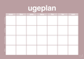 plakat: ugeplan horizontal generisk - light rose-Planer-A1two3