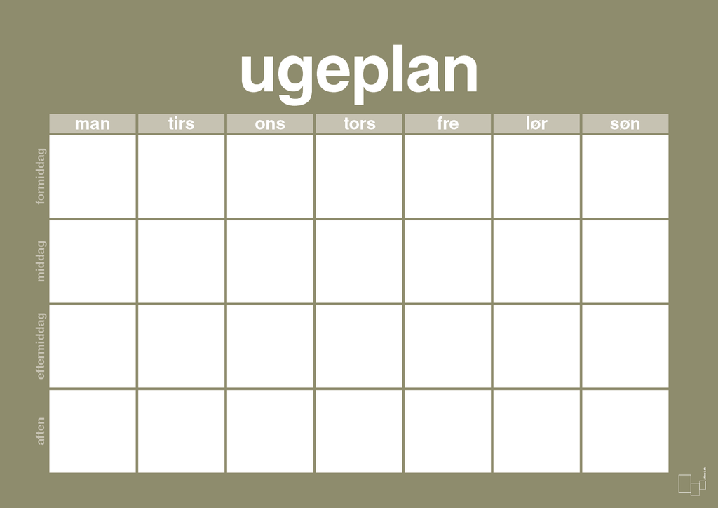 plakat: ugeplan horizontal generisk - misty forrest-Planer-A1two3
