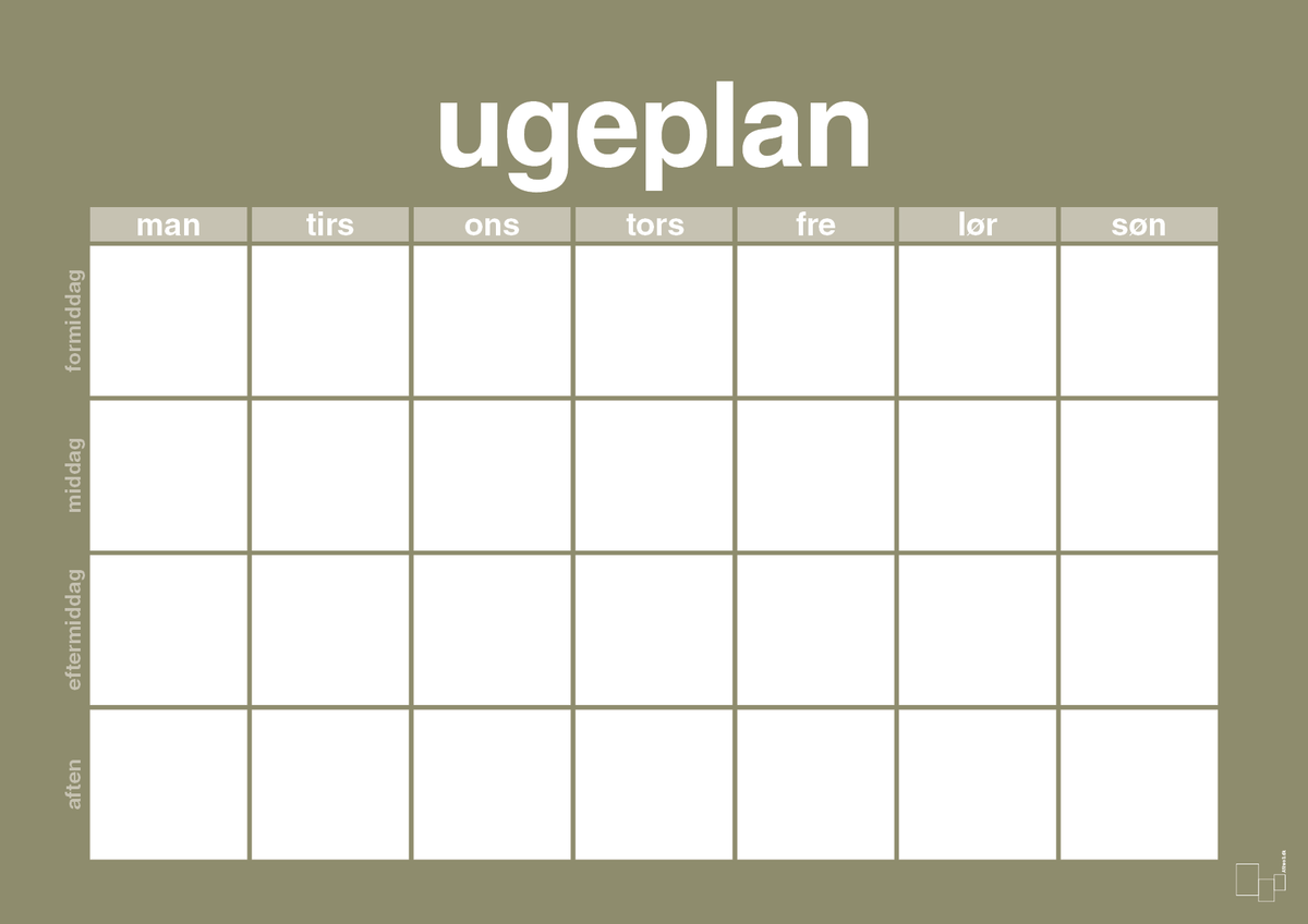 plakat: ugeplan horizontal generisk - misty forrest-Planer-A1two3