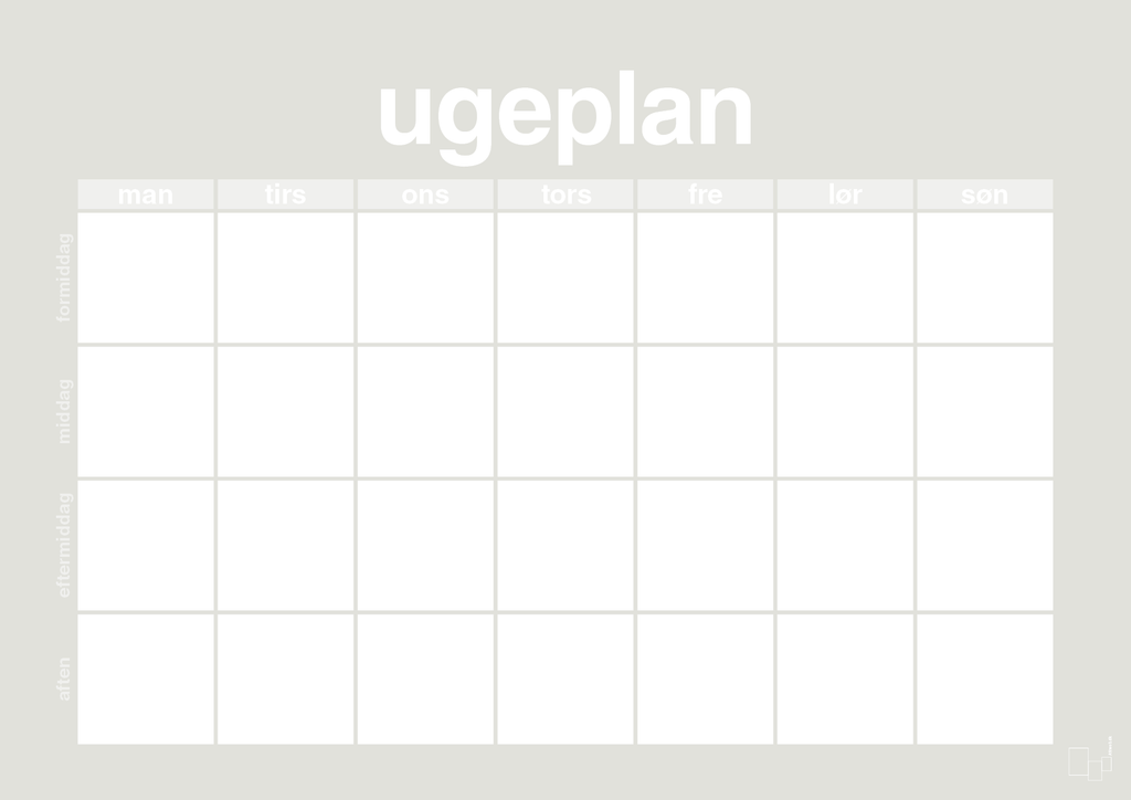 plakat: ugeplan horizontal generisk - painters white-Planer-A1two3