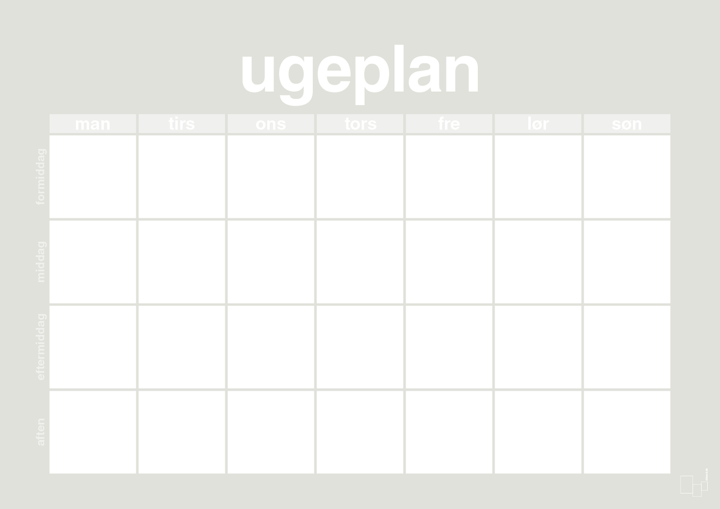 plakat: ugeplan horizontal generisk - painters white-Planer-A1two3