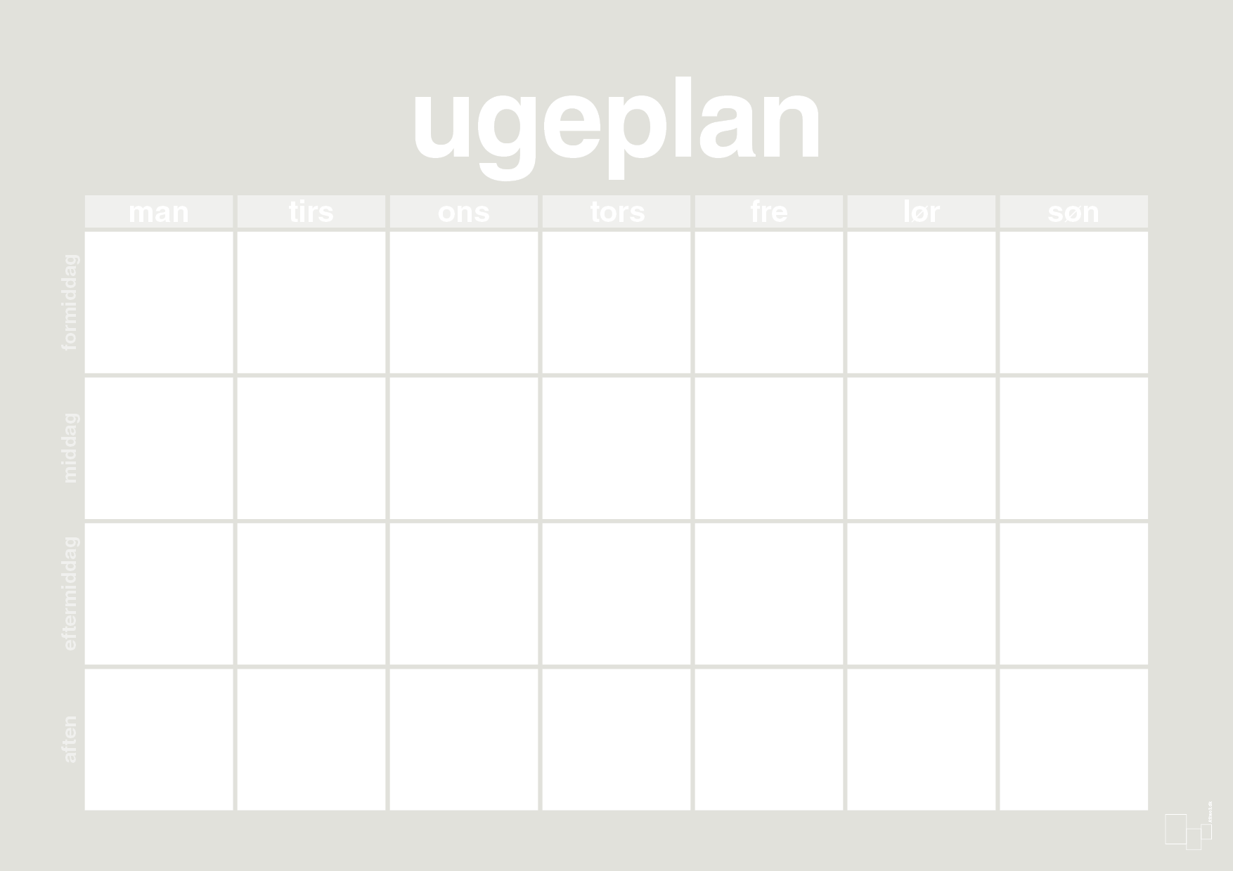 plakat: ugeplan horizontal generisk - painters white-Planer-A1two3