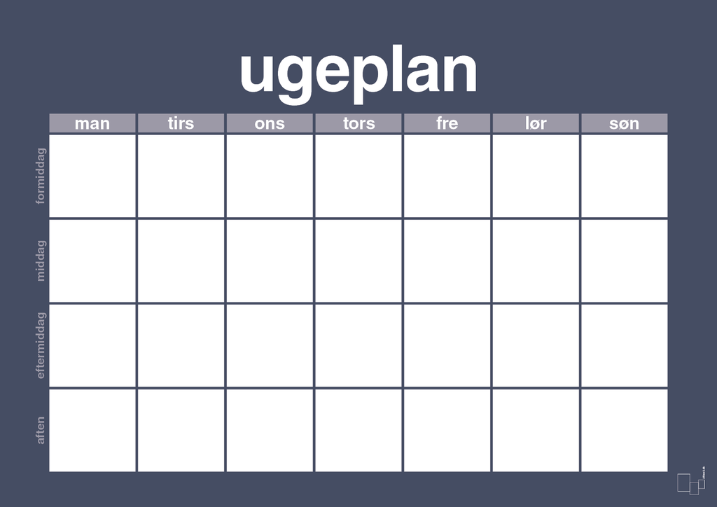 Ugeplan horizontal generisk - petrol-Planer-A1two3