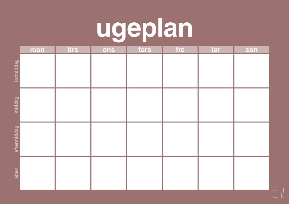 plakat: ugeplan horizontal generisk - plum-Planer-A1two3