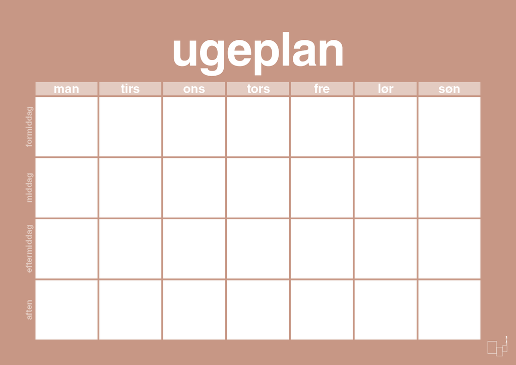 plakat: ugeplan horizontal generisk - powder-Planer-A1two3