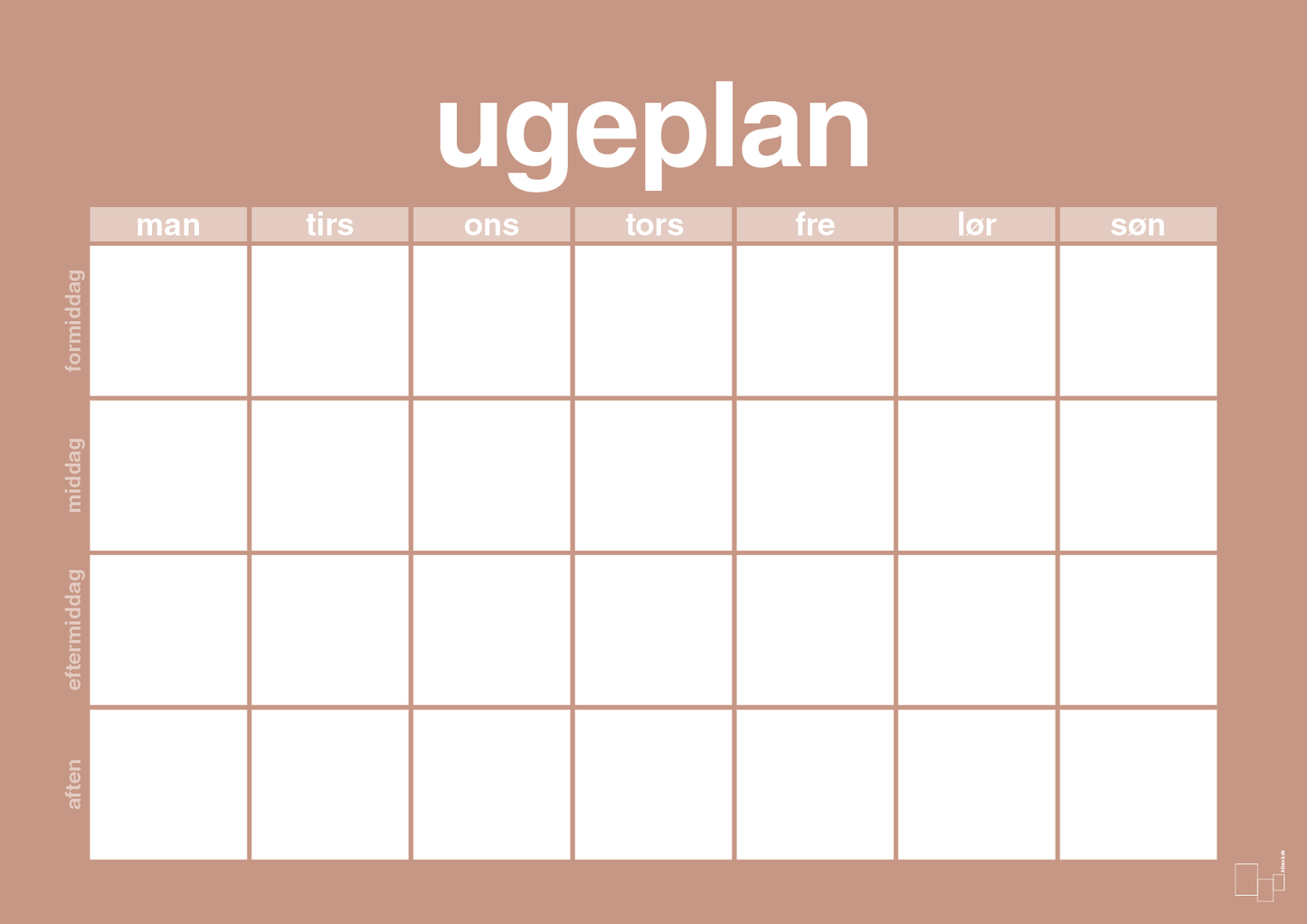 plakat: ugeplan horizontal generisk - powder-Planer-A1two3