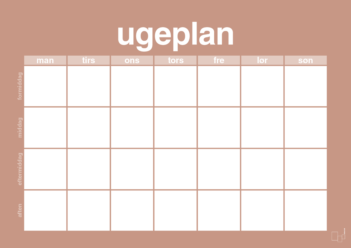 plakat: ugeplan horizontal generisk - powder-Planer-A1two3