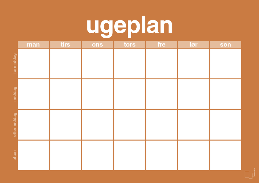 plakat: ugeplan horizontal generisk - rumba orange-Planer-A1two3