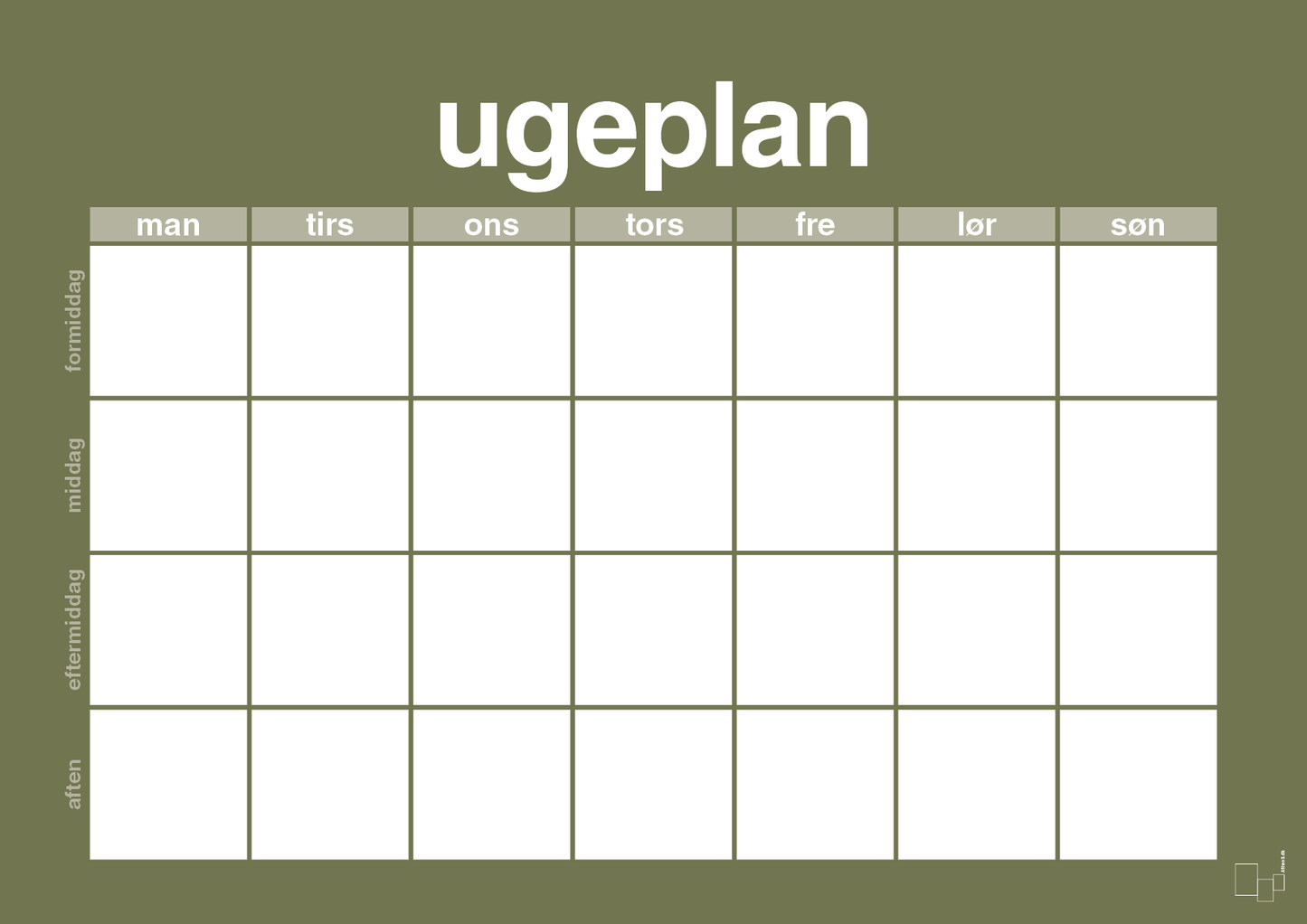 plakat: ugeplan horizontal generisk - secret meadow-Planer-A1two3