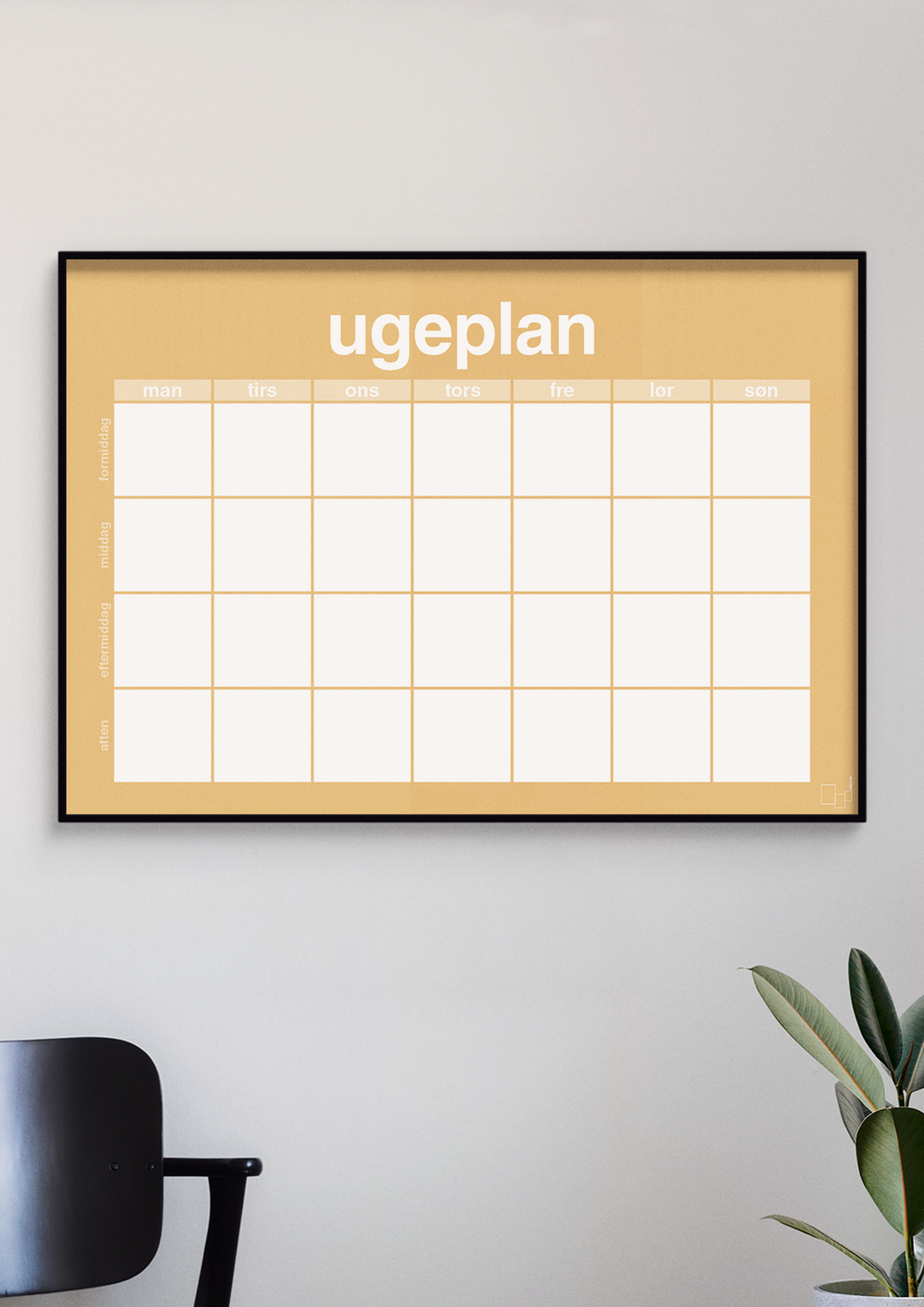 plakat: ugeplan horizontal generisk - graphic charcoal-Planer-A1two3