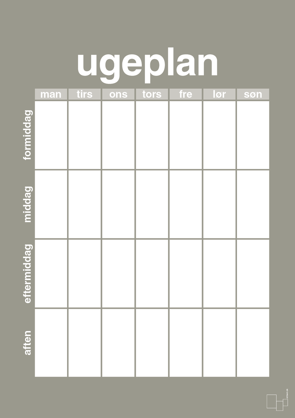 plakat: ugeplan vertical generisk - battleship gray-Planer-A1two3
