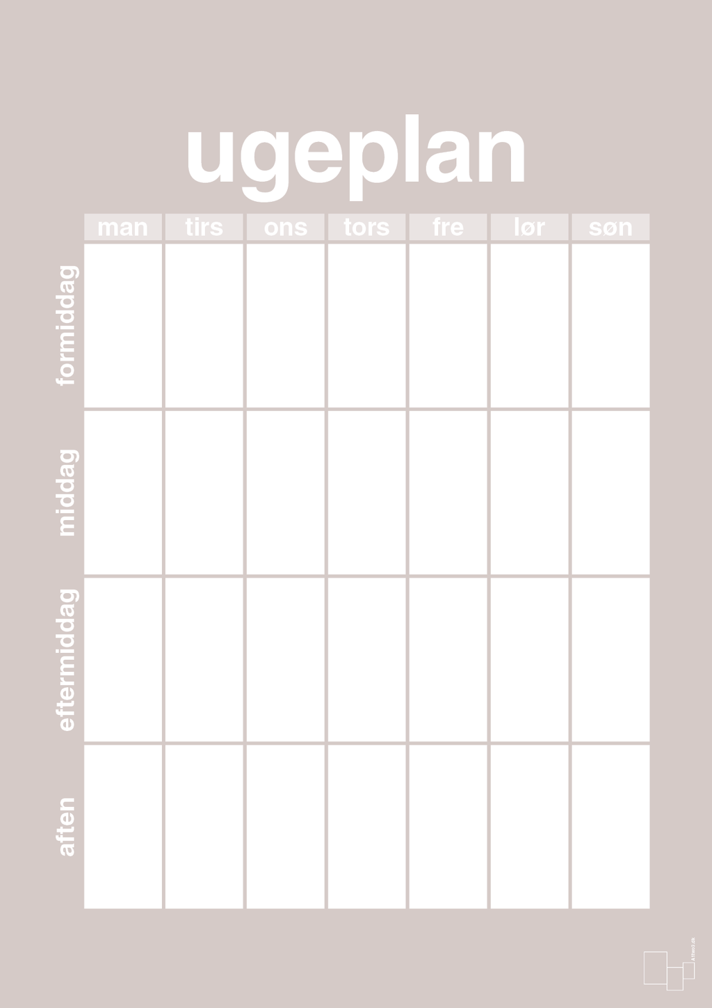 plakat: ugeplan vertical generisk - broken beige-Planer-A1two3