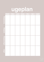 plakat: ugeplan vertical generisk - broken beige-Planer-A1two3