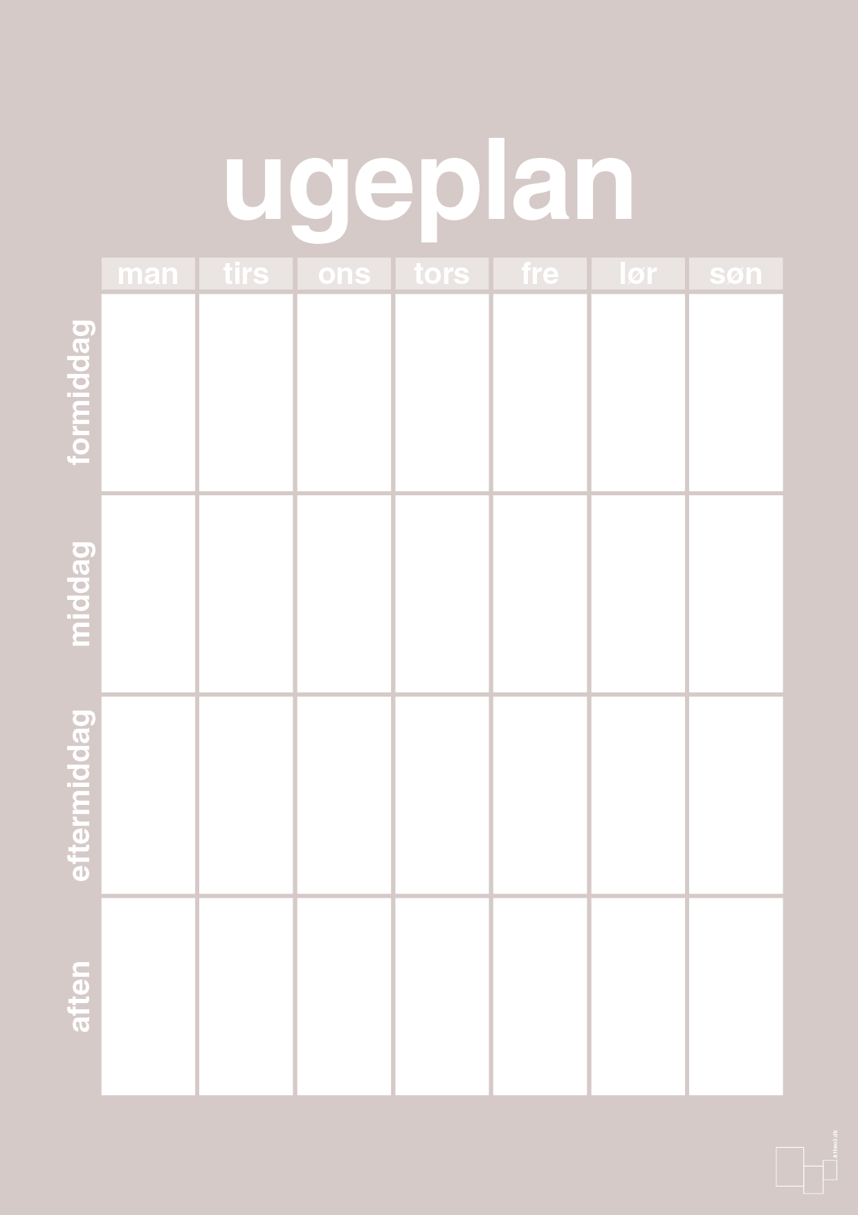 plakat: ugeplan vertical generisk - broken beige-Planer-A1two3