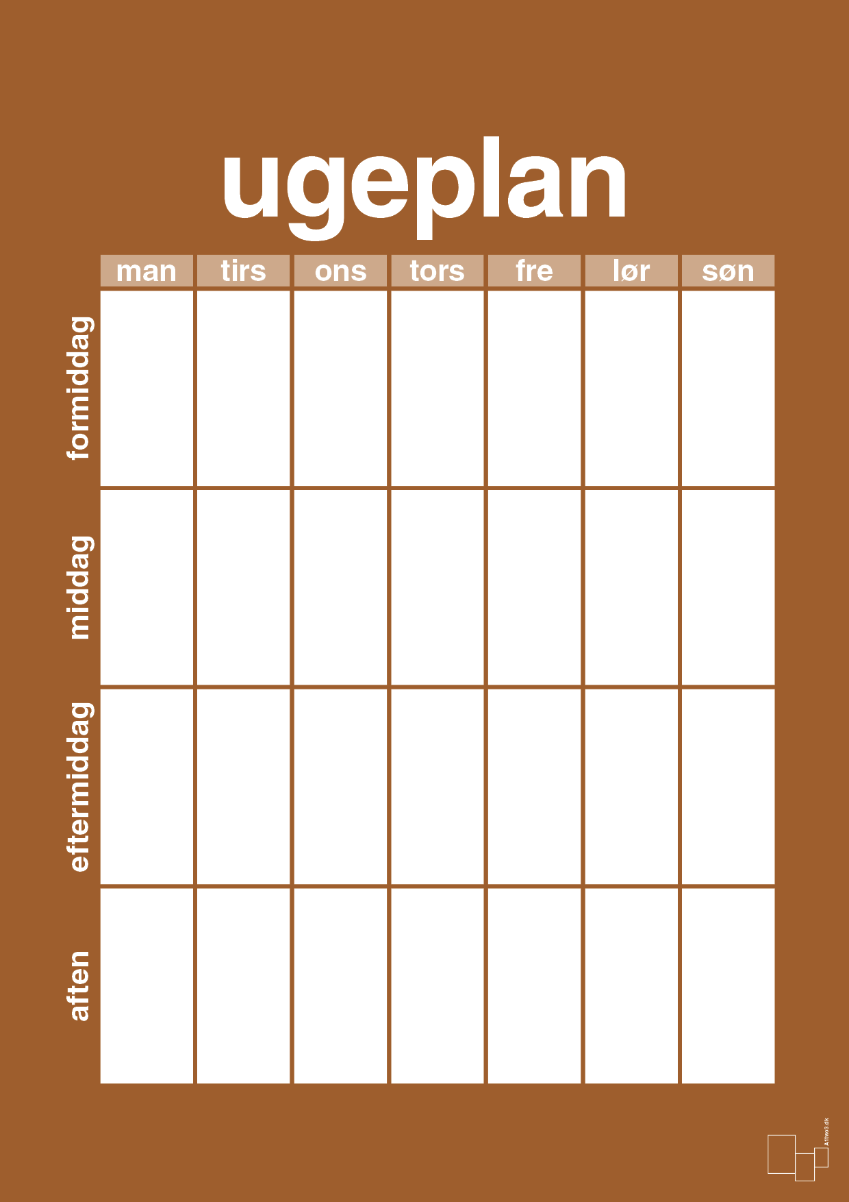 plakat: ugeplan vertical generisk - cognac-Planer-A1two3
