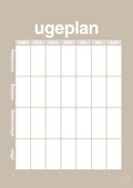 plakat: ugeplan vertical generisk - creamy mushroom-Planer-A1two3