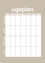 plakat: ugeplan vertical generisk - creamy mushroom-Planer-A1two3