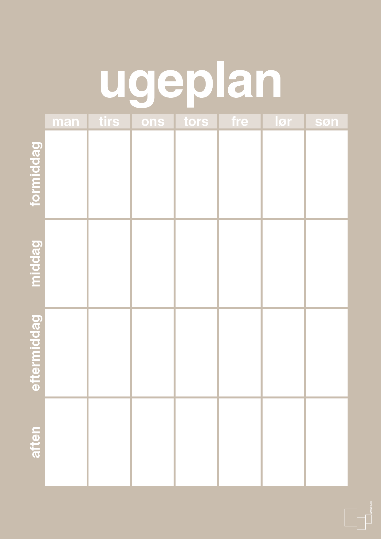 plakat: ugeplan vertical generisk - creamy mushroom-Planer-A1two3
