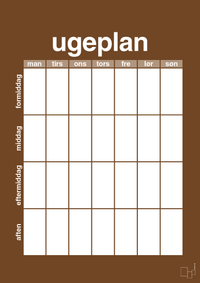 plakat: ugeplan vertical generisk - dark brown