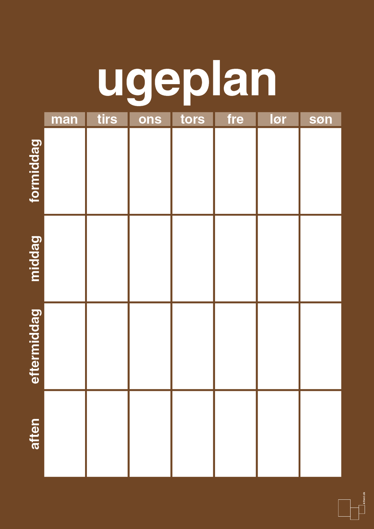 plakat: ugeplan vertical generisk - dark brown-Planer-A1two3