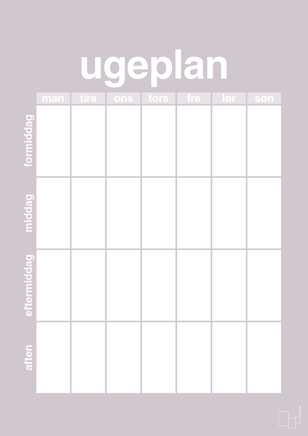 plakat: ugeplan vertical generisk - dusty lilac-Planer-A1two3