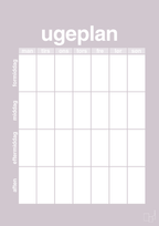 plakat: ugeplan vertical generisk - dusty lilac-Planer-A1two3