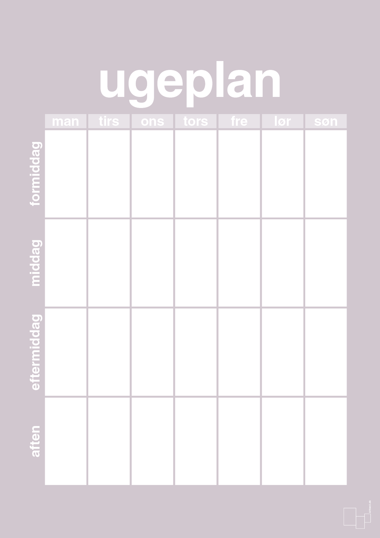 plakat: ugeplan vertical generisk - dusty lilac-Planer-A1two3