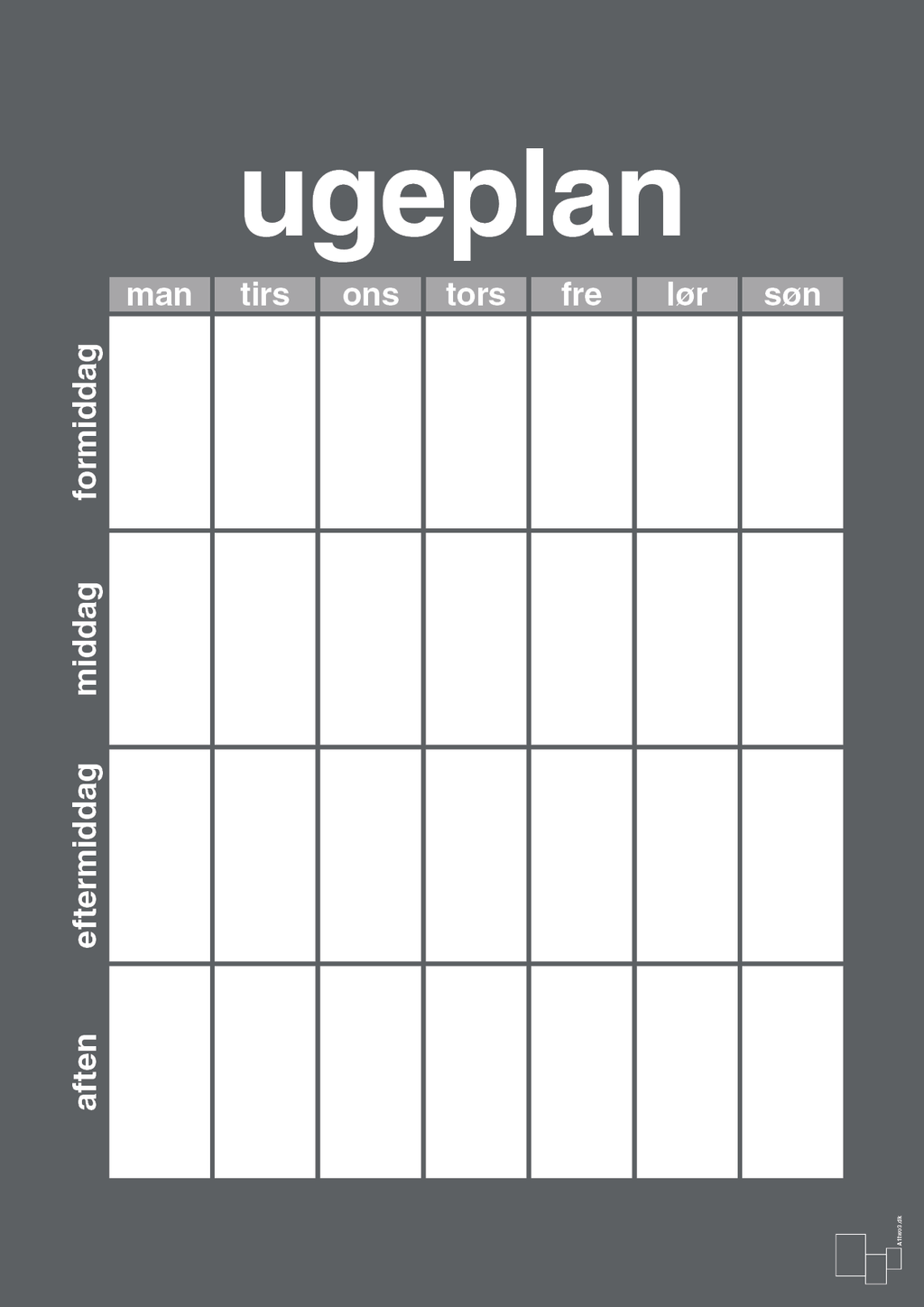 plakat: ugeplan vertical generisk - graphic charcoal-Planer-A1two3