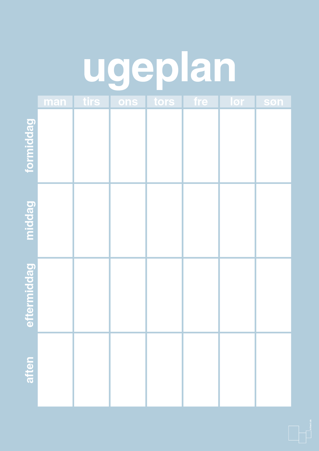 plakat: ugeplan vertical generisk - heavenly blue-Planer-A1two3
