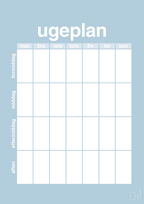 plakat: ugeplan vertical generisk - heavenly blue-Planer-A1two3