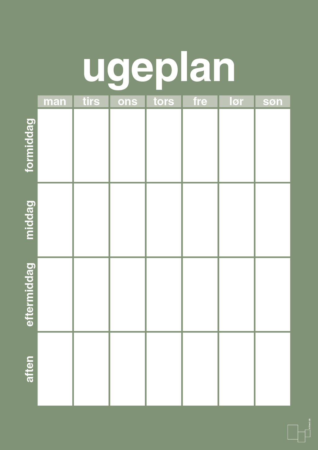 plakat: ugeplan vertical generisk - jade-Planer-A1two3
