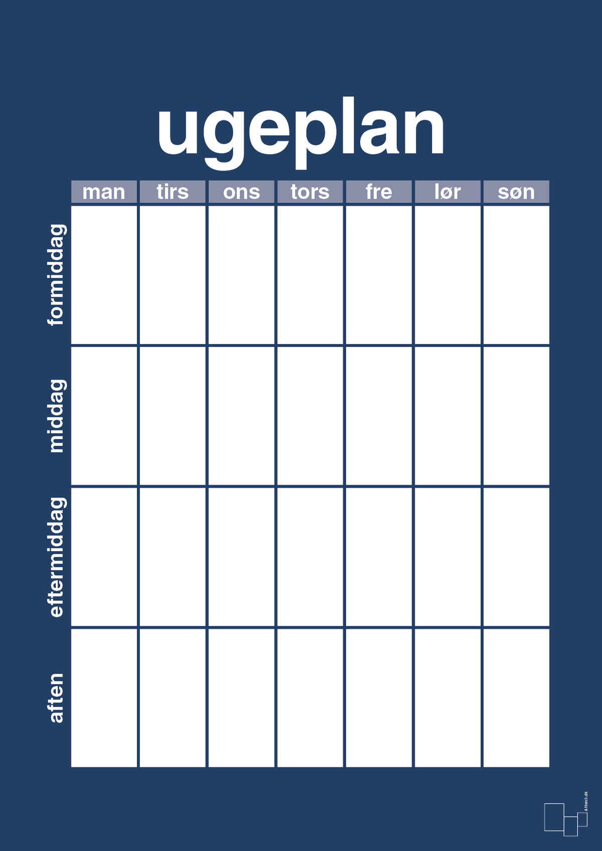 plakat: ugeplan vertical generisk - lapis blue-Planer-A1two3