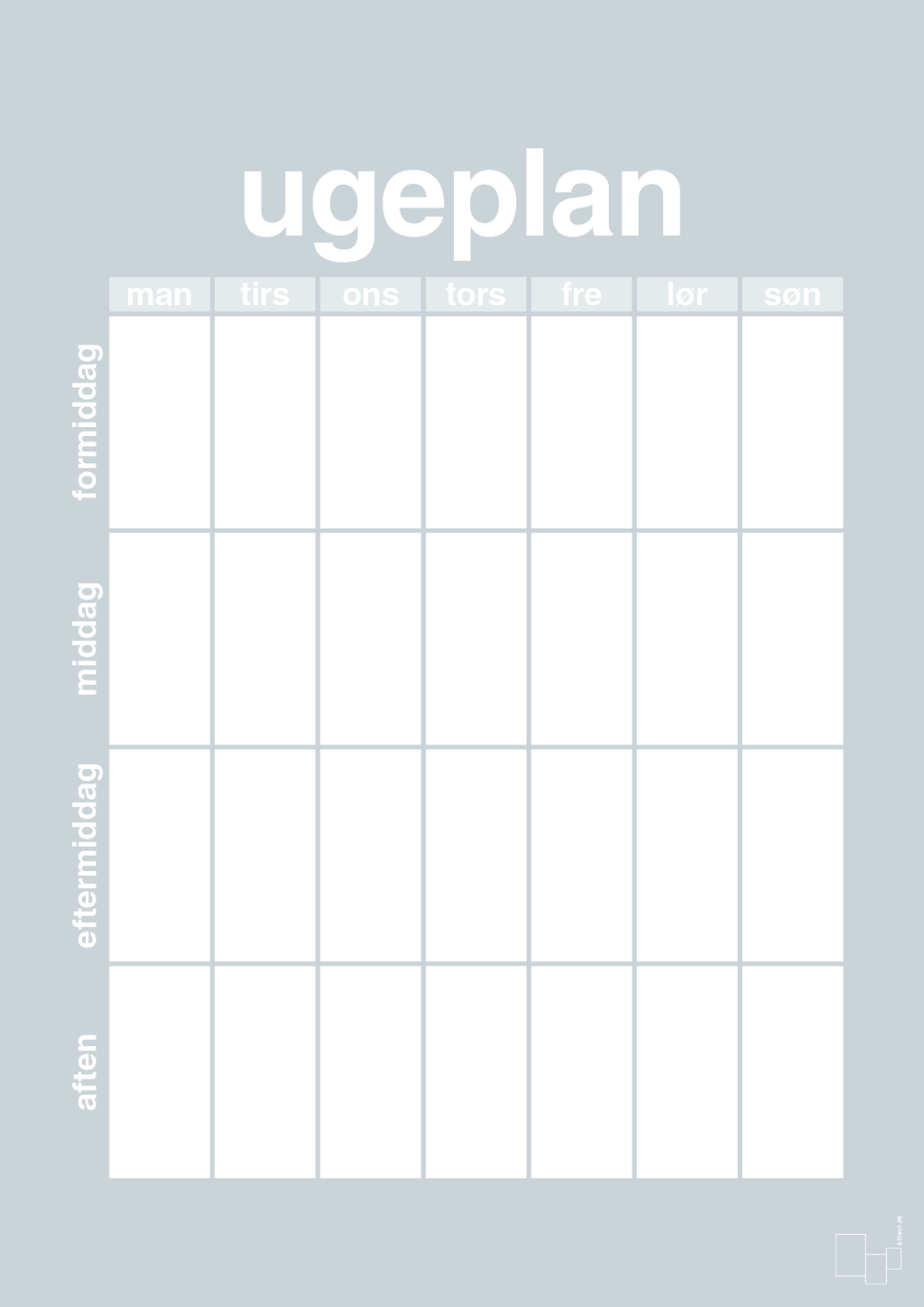 plakat: ugeplan vertical generisk - light drizzle-Planer-A1two3