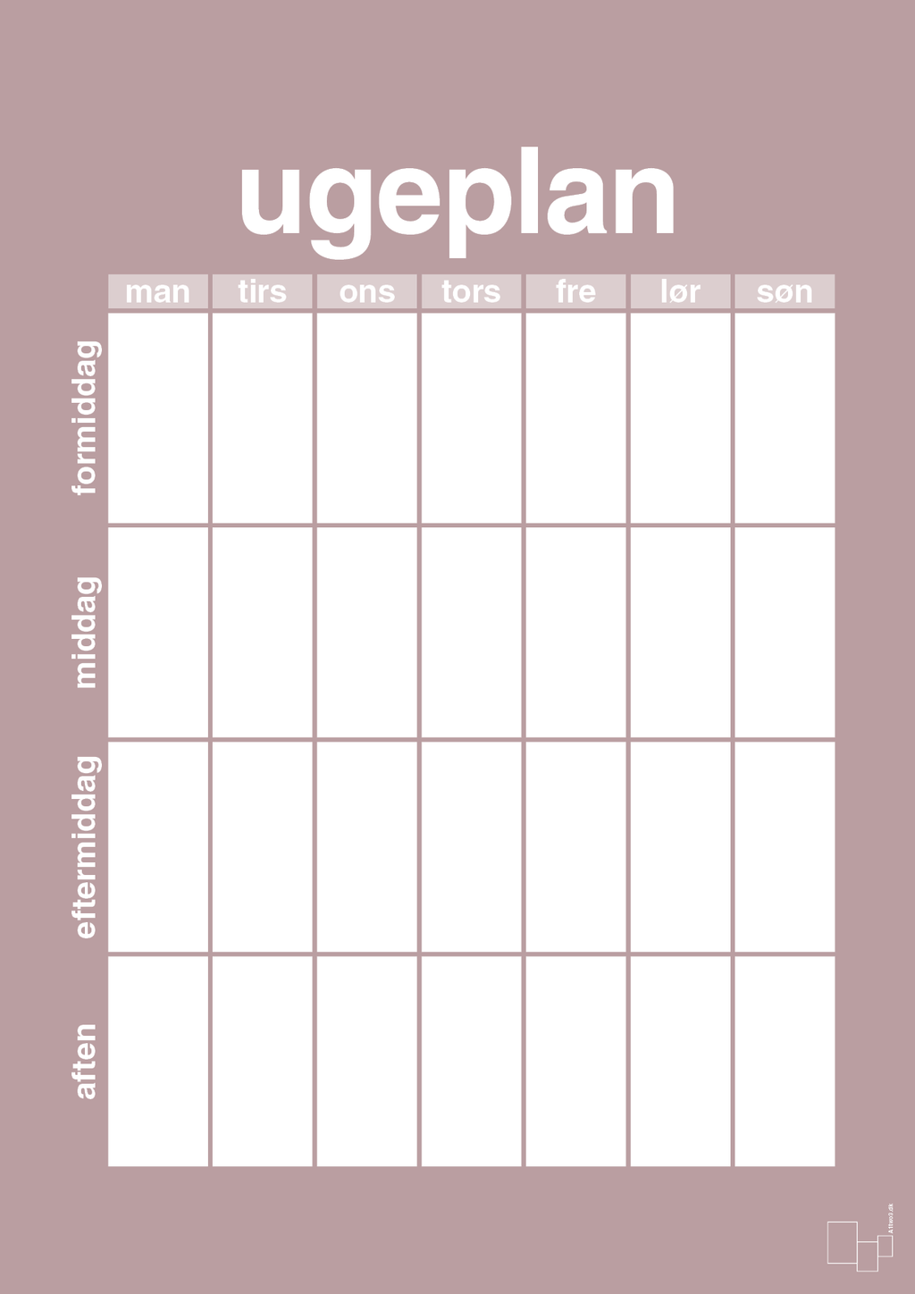 plakat: ugeplan vertical generisk - light rose-Planer-A1two3