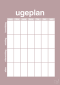 plakat: ugeplan vertical generisk - light rose-Planer-A1two3