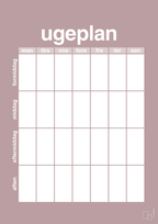plakat: ugeplan vertical generisk - light rose-Planer-A1two3