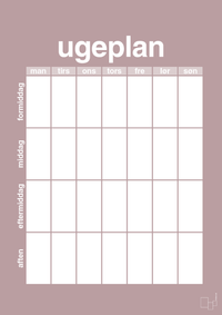 plakat: ugeplan vertical generisk - light rose