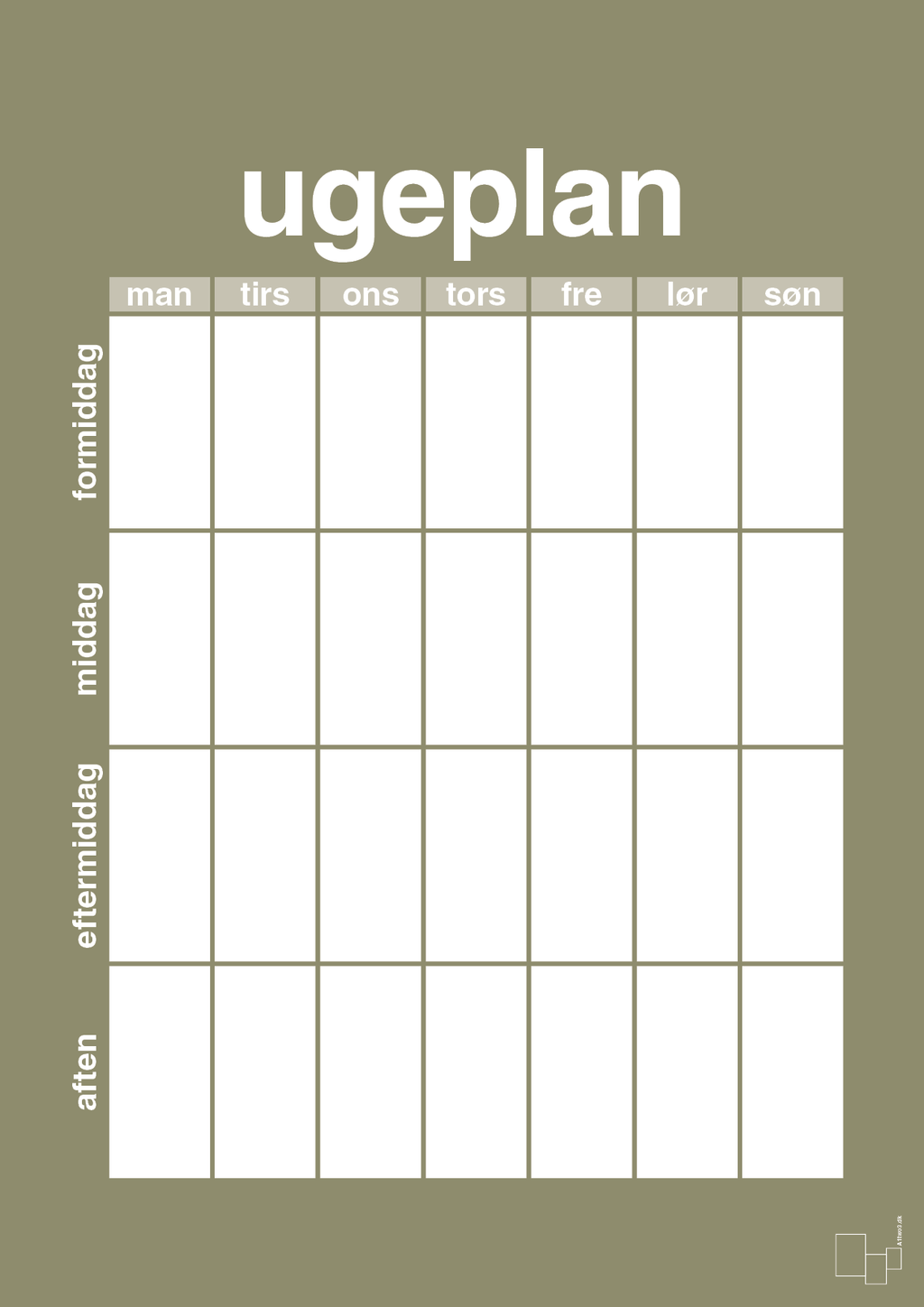 plakat: ugeplan vertical generisk - misty forrest-Planer-A1two3