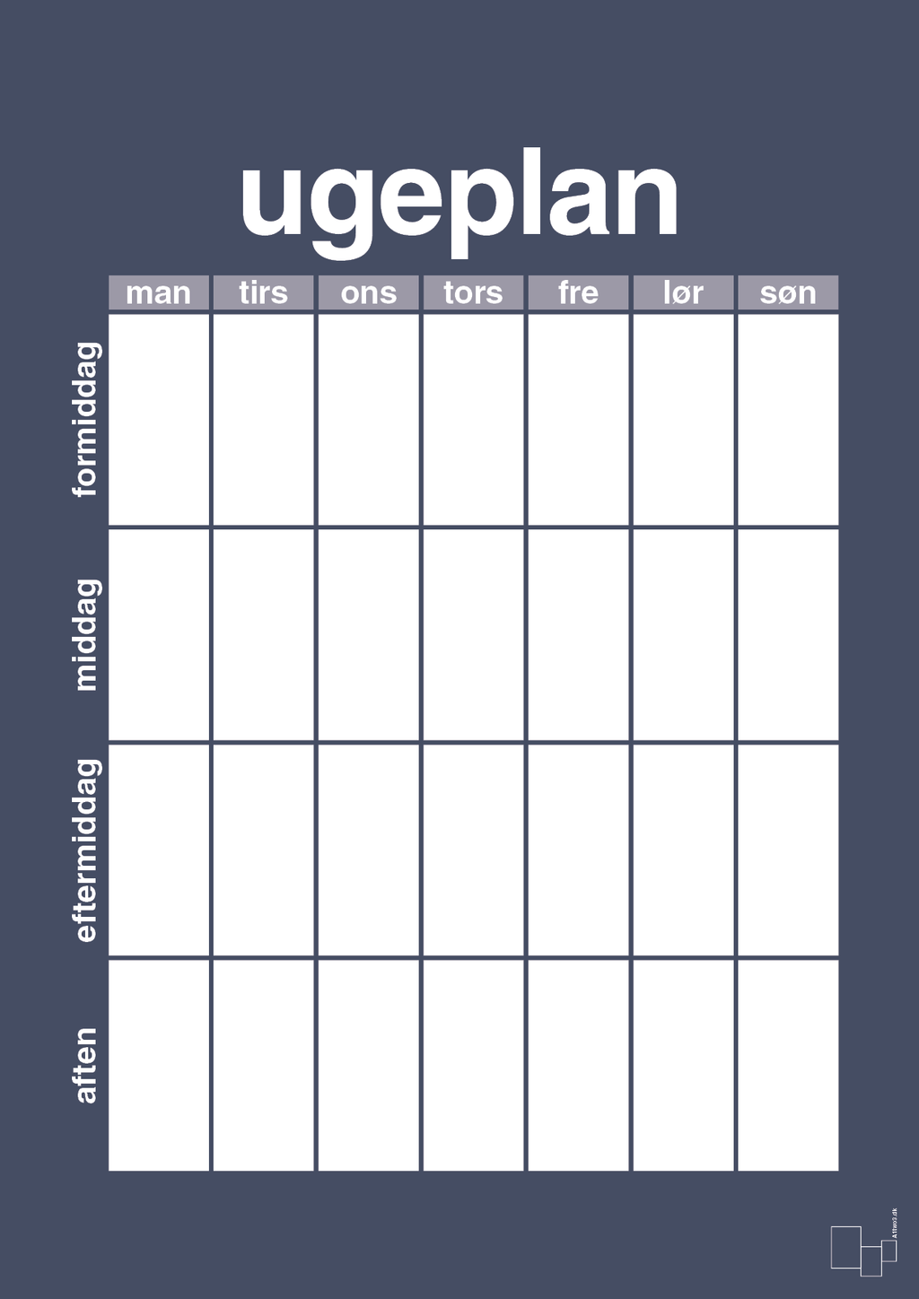 Ugeplan vertical generisk - petrol-Planer-A1two3