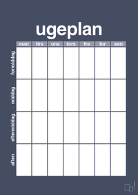plakat: ugeplan vertical generisk - petrol