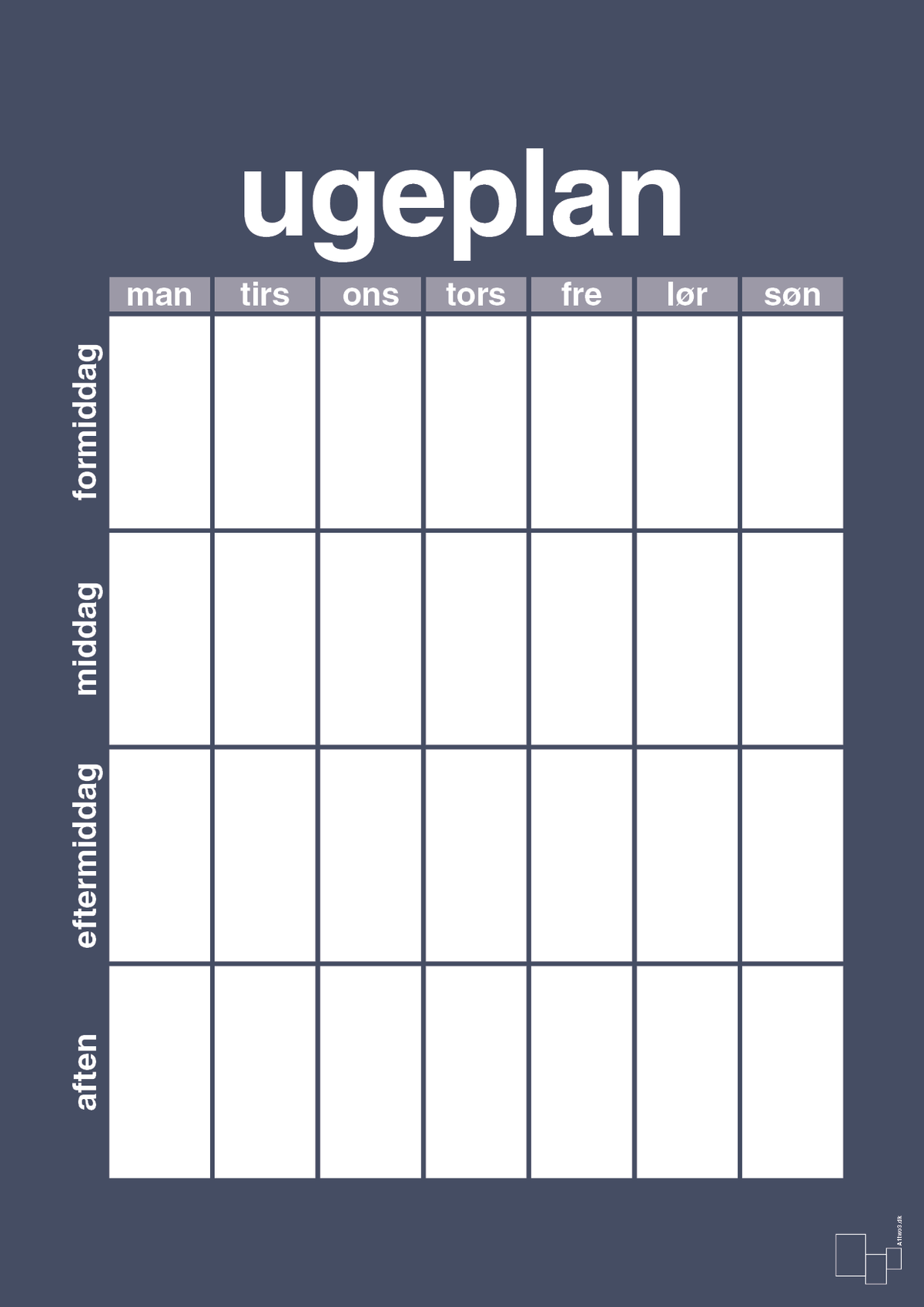 Ugeplan vertical generisk - petrol-Planer-A1two3