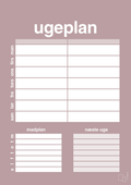 plakat: ugeplan til 2 personer - light rose-Planer-A1two3