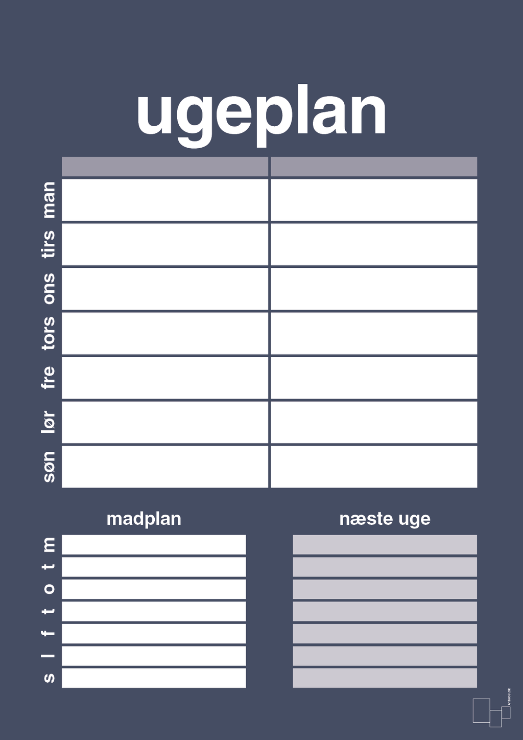 Ugeplan til 2 personer - petrol-Planer-A1two3