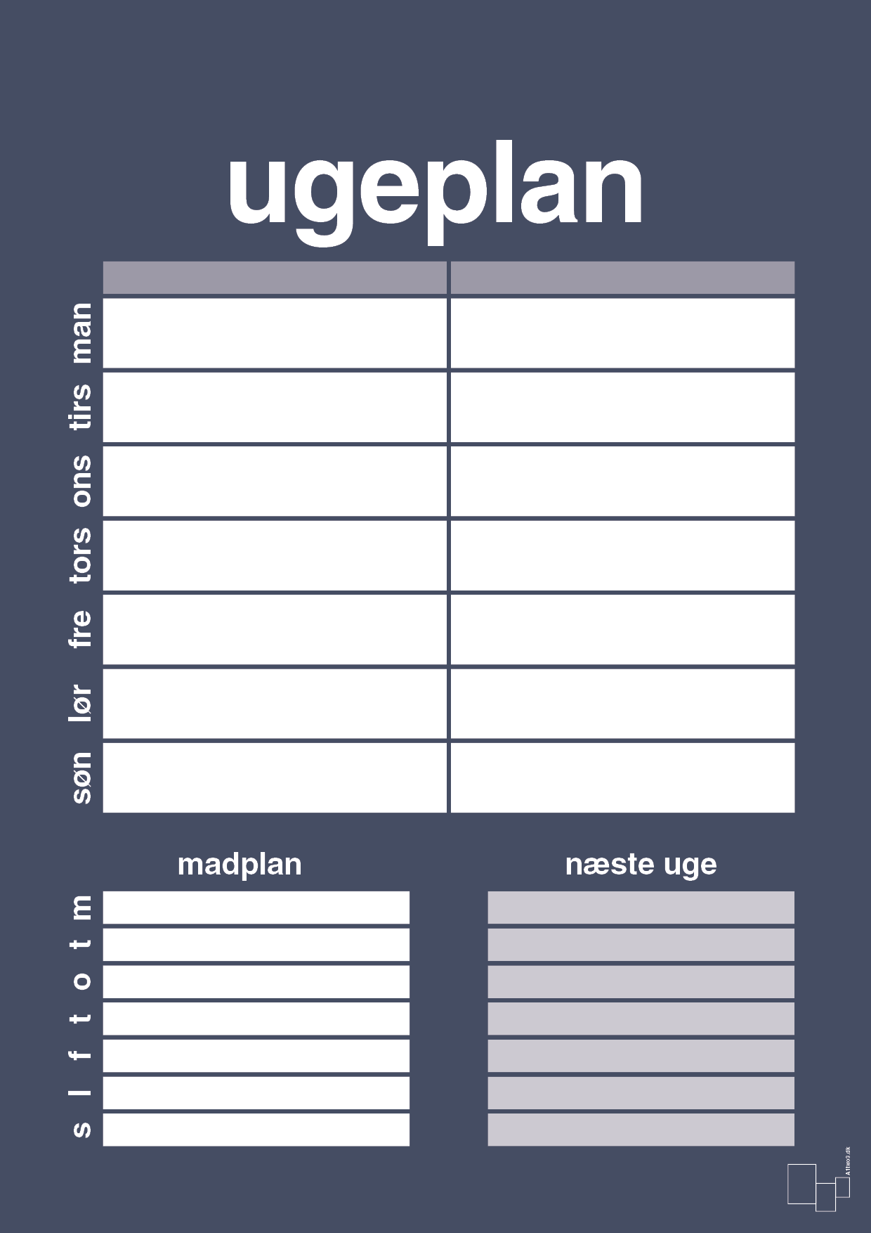 Ugeplan til 2 personer - petrol-Planer-A1two3