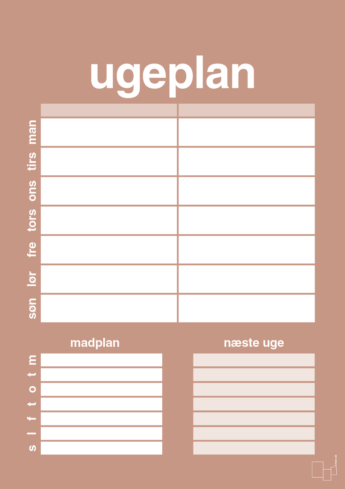 plakat: ugeplan til 2 personer - powder-Planer-A1two3
