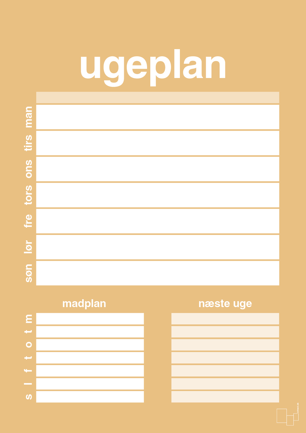 plakat: ugeplan til 1 person - charismatic-Planer-A1two3