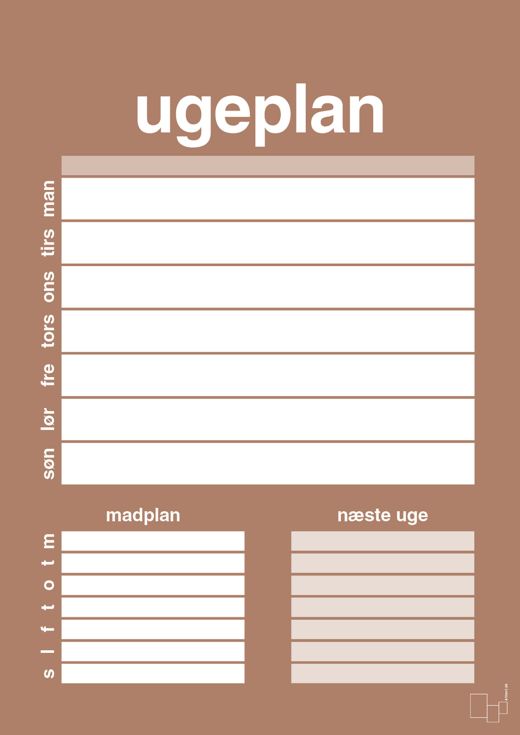 plakat: ugeplan til 1 person - cider spice-Planer-A1two3