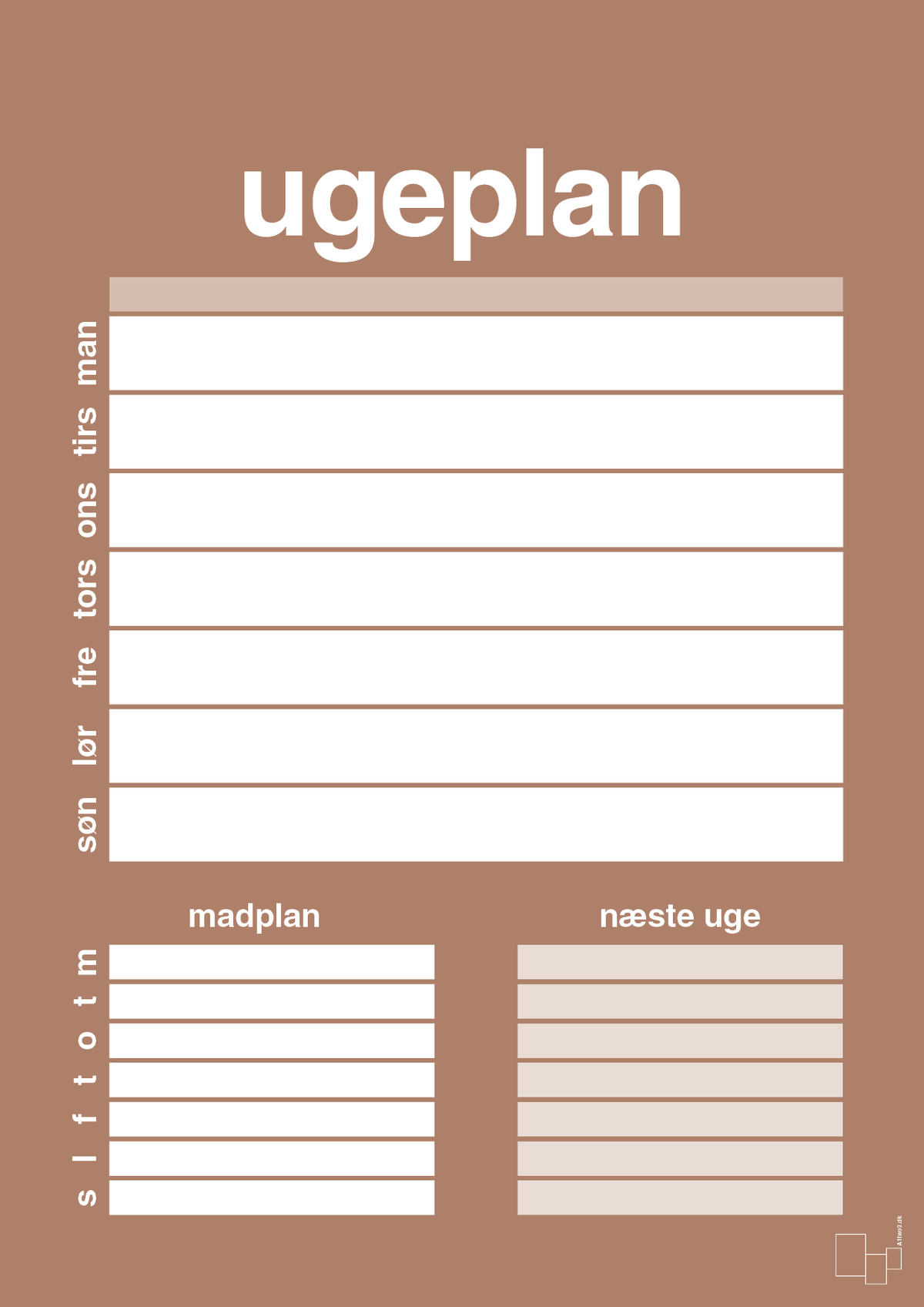 plakat: ugeplan til 1 person - cider spice-Planer-A1two3