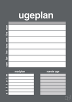 plakat: ugeplan til 1 person - graphic charcoal-Planer-A1two3