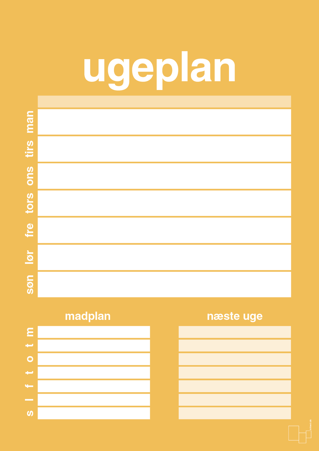 plakat: ugeplan til 1 person - honeycomb-Planer-A1two3